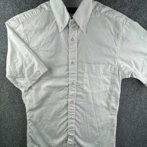 Paul & Shark Button Up Shirt Men White Short Sleeve Size 38 Small Pocket Logo